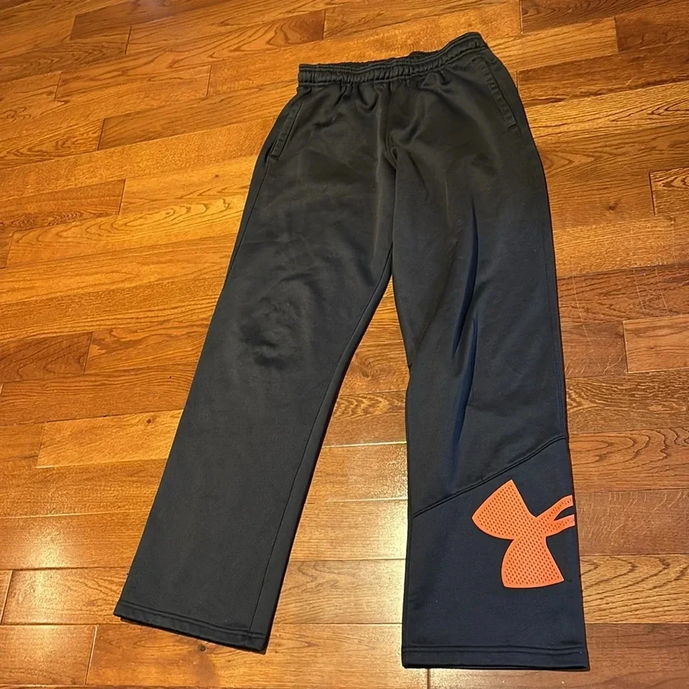 Under armour Loose Coupe fleece  grey logo jogger pants Sz S - Picture 4 of 11
